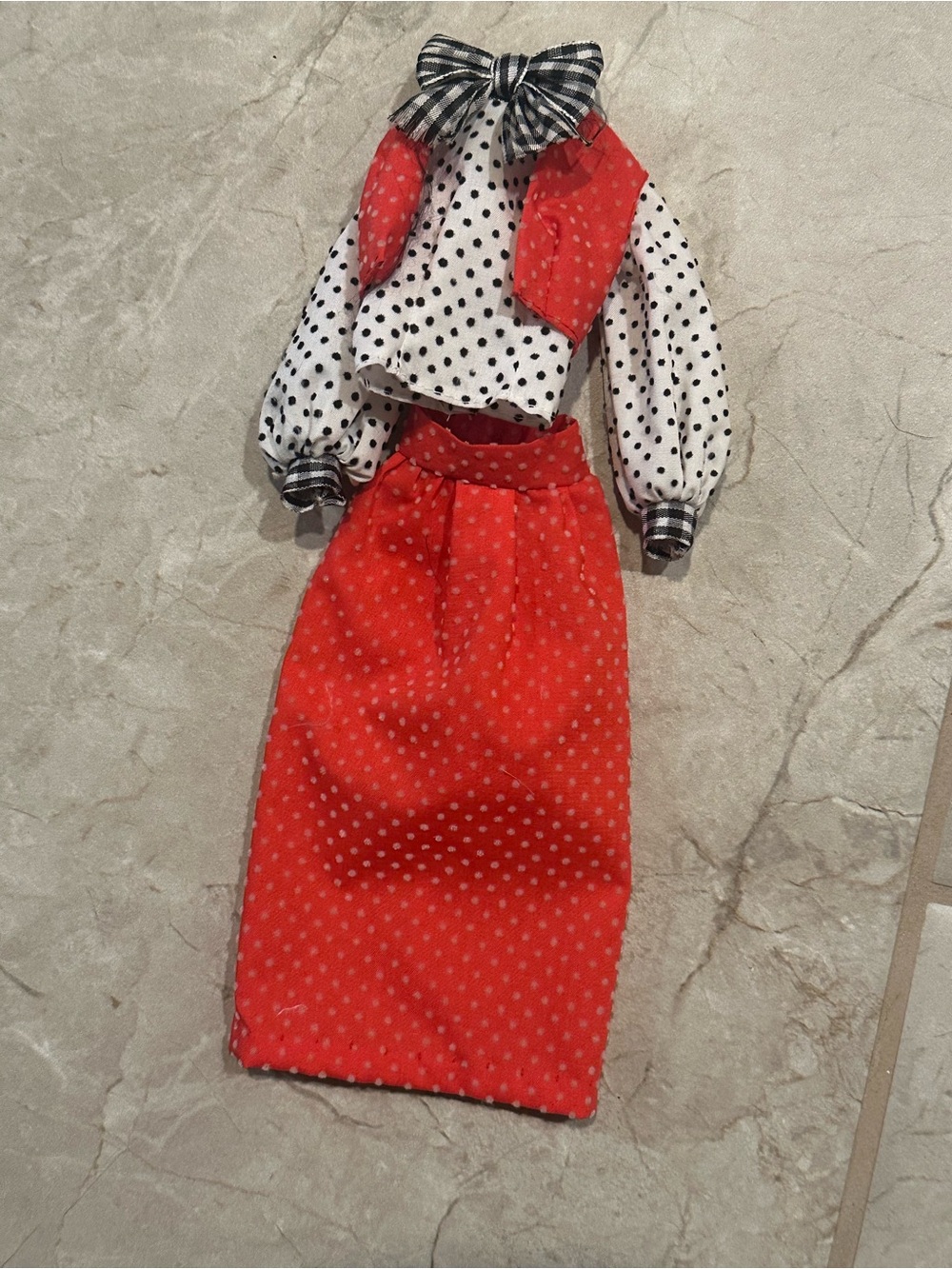 1973 Barbie Polka Dot Perfect #3203 vintage outfit blouse vest prairie skirt